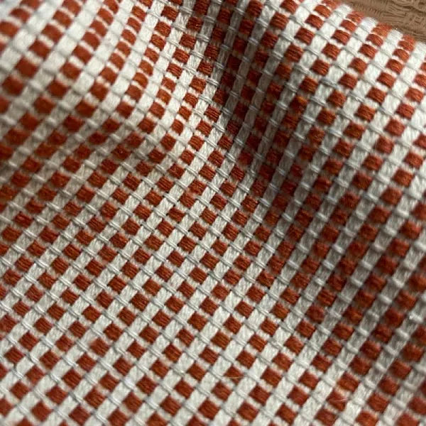 Rust Red and White Checkered Fabric - Classic and Versatile