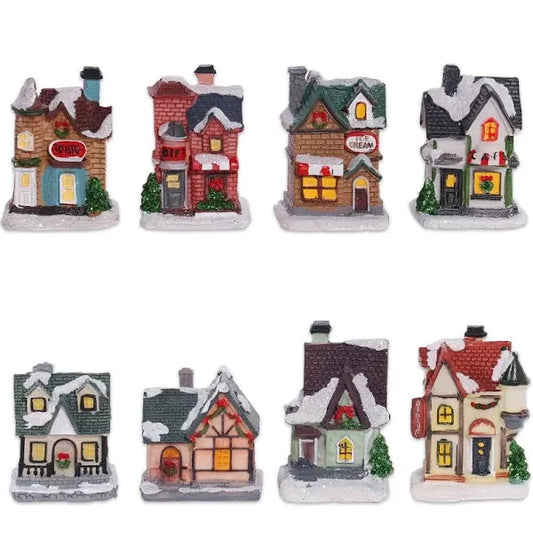 Set of Miniature Christmas Village Houses – Festive Decoration