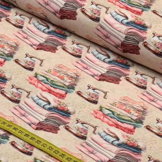 Vintage Sewing Theme Fabric – Decorative Crafting Material