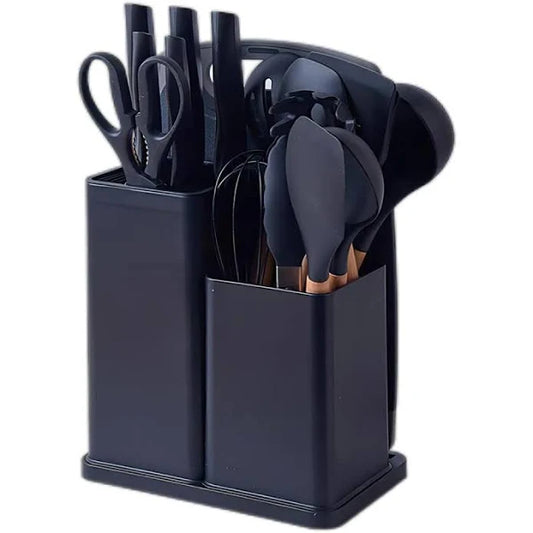 23-Piece Kitchen Utensil Set with Holder - Modern Black Design