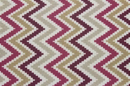 Chevron Pattern Upholstery Fabric – Burgundy, Beige, and Gold