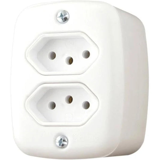 White Dual Wall-Mounted Power Outlet – Compact and Durable Design