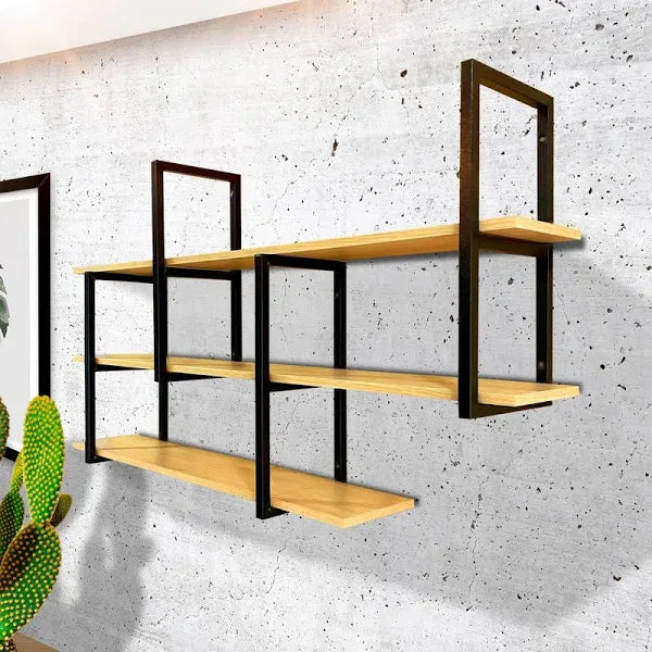 Industrial Wall Shelf - Modern Metal and Wood Design